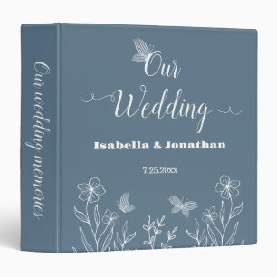 Classeur Romantique élégant album photo floral bleu poussié