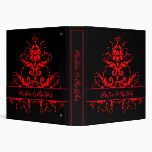Classeur Romantique, Élégant Vintage Rouge Damassé Mariage