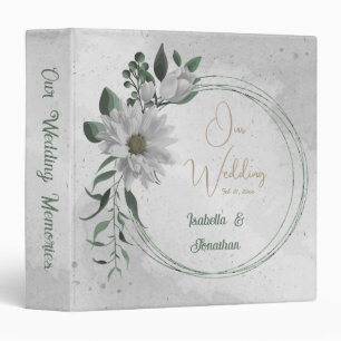 Classeur romantique fleurs blanches & album photo feuille v