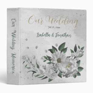 Classeur romantique fleurs blanches & album photo feuille v