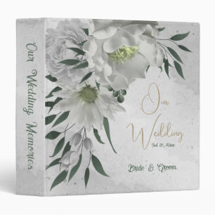 Classeur romantique fleurs blanches & album photo feuille v