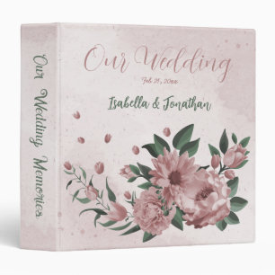 Classeur romantique fleurs roses & album photo feuille vert