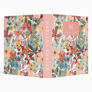Classeur Romantique Floral doux rose vert pêche classique