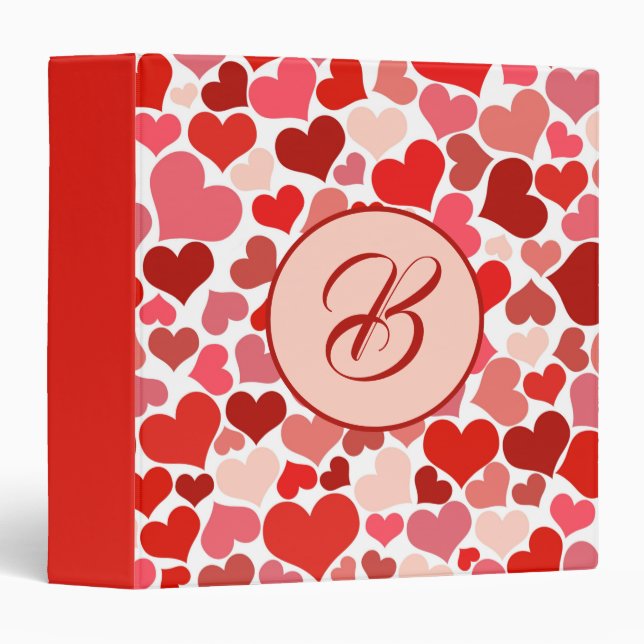 Classeur Romantique Rouge rose Coeur amour Valentine Initia (Devant/Côté)