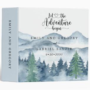Classeur Romantique Rustique Aquarelle Montagnes Arbres Mar