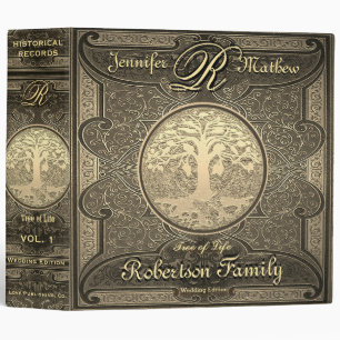 Classeur Romantique vintage d'or d'album de mariage rétro