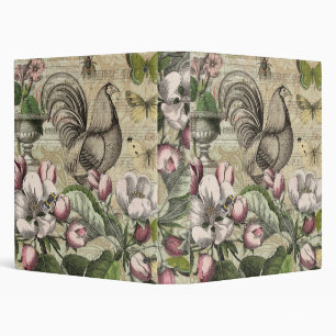 Classeur Rooster Garden Flower Papillon Art