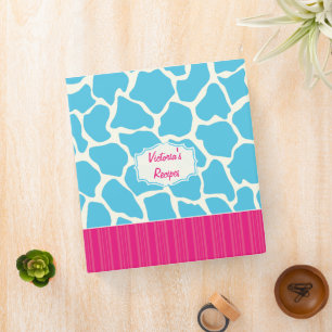 Classeur rose à motif girafe moderne personnalisé