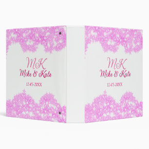 Classeur rose ajouter nom de couple date monogramme parties