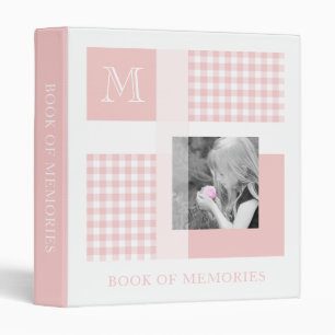 Classeur Rose Ajouter Votre Photo En vichy Monogramme Moder