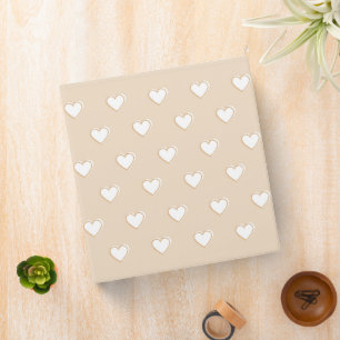 Classeur Rose blanc Beige mignon Motif de coeur simple