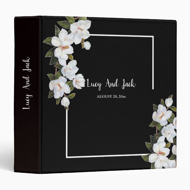 Classeur Rose blanche vintage (Devant/Côté)