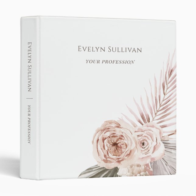 Classeur rose Boho (Devant/Côté)