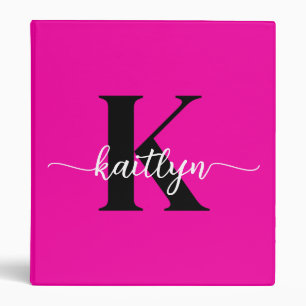 Classeur Rose Chaude Monogramme Noir