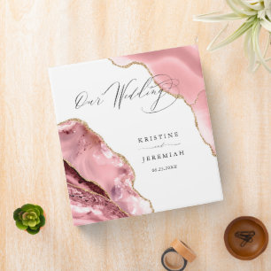 Classeur Rose Chic Gold Agate Parties scintillant Blanc Mar