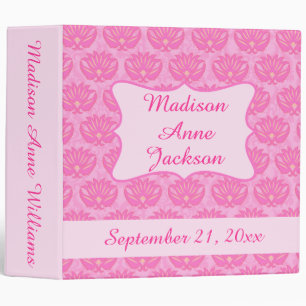Classeur Rose Damask Girl Personnaliser Baby Book Photo Alb