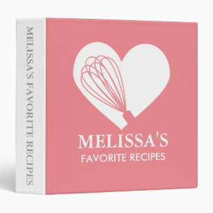 Classeur rose de recette de cuisson d'amour