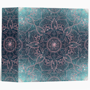 Classeur Rose élégant Gold Mandala Blue Nebula Stars