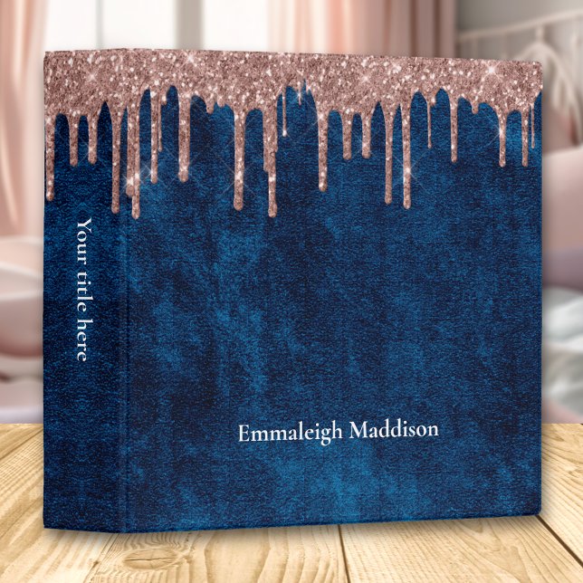 Classeur Rose  en velours bleu marine Parties scintillant d (Créateur téléchargé)