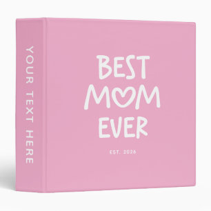 Classeur Rose et Blanc Fantaisiste Meilleure Maman Ever