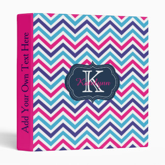 Classeur rose et bleu de monogramme personnalisé