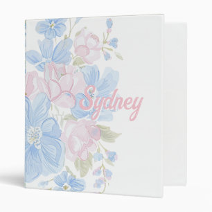 Classeur Rose et Bleu Floral Grandmillennial Nom