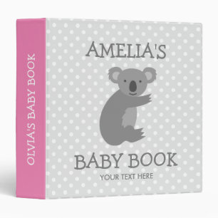 Classeur rose et gris mignon de bébé d'ours de