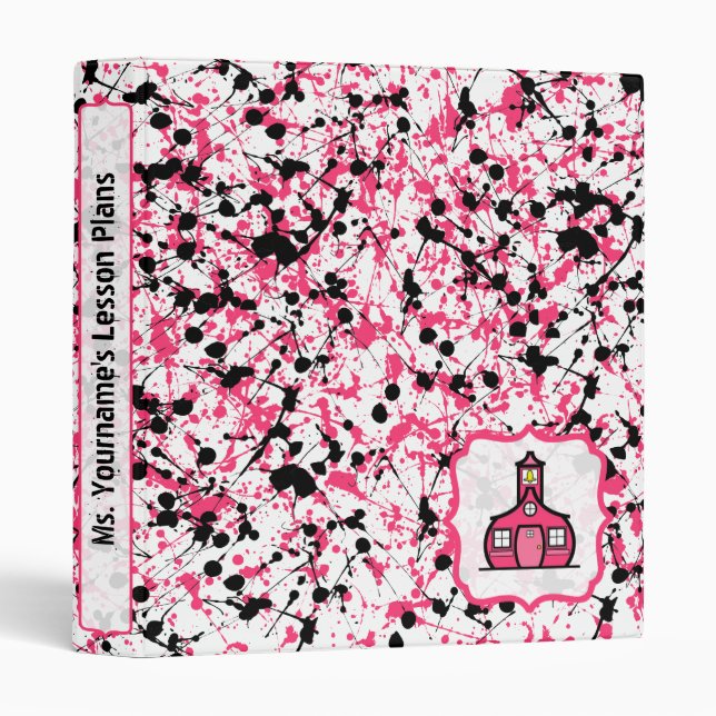 Classeur rose et noir de professeur de fantaisie (Devant/Côté)