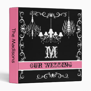 Classeur rose et noir et blanc de mariage de