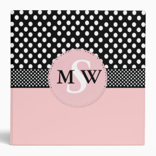 Classeur rose et noir Girly de monogramme