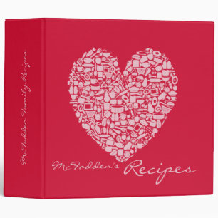 Classeur rose et rouge de recette de coeur d'amour