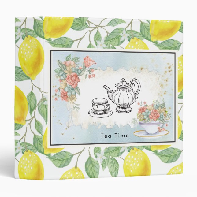 Classeur Rose et thé sur Motif citron (Devant/Côté)