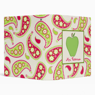 Classeur rose et vert d'Apple vert de Paisley de