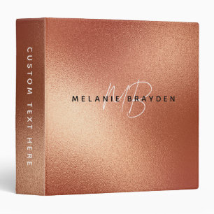 Classeur Rose Faux Gold Foil Minimaliste de deux monogramme