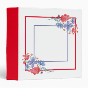 Classeur Rose, fleurs bleues, motifs floraux, personnalisée