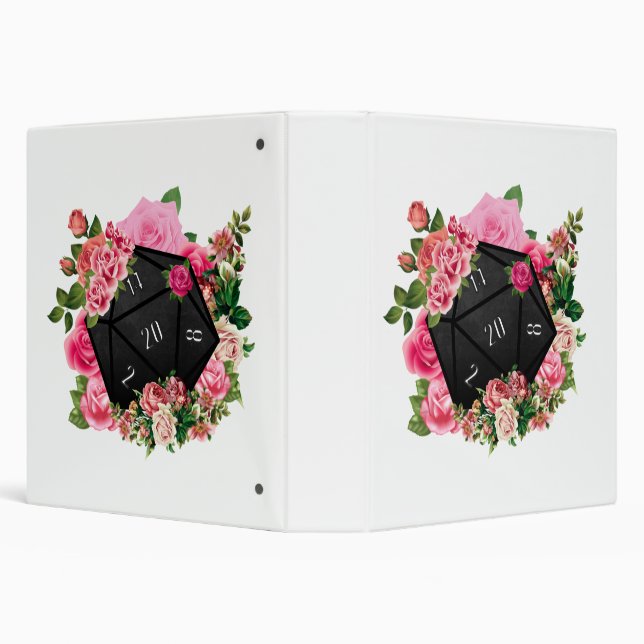Classeur Rose floral D20 Tabletop RPG Jeu Dice (Arrière-plan)