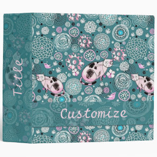 Classeur rose génial personnalisé de motif de chat