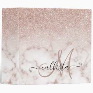 Classeur Rose glamour or blanc Parties scintillant marbre d