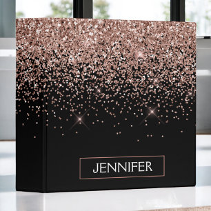 Classeur Rose Gold Blush Parties scintillant rose Monogramm