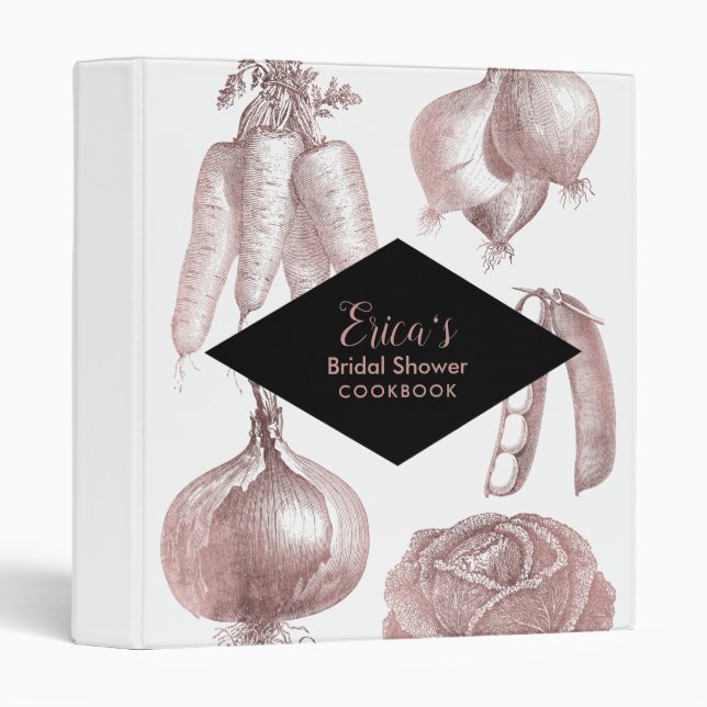 Classeur Rose Gold Fête des mariées Botanique Recette de li (Devant/Côté)