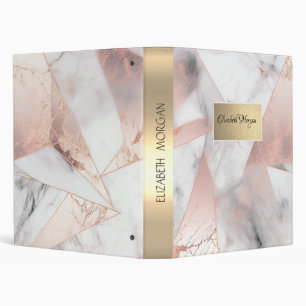 Classeur Rose Gold Géométrique Marbre Tendance