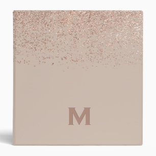 Classeur Rose Gold Gitter monogrammed