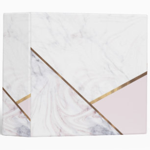 Classeur Rose Gold Marble Swirl & Blush Pink Bronze Glam