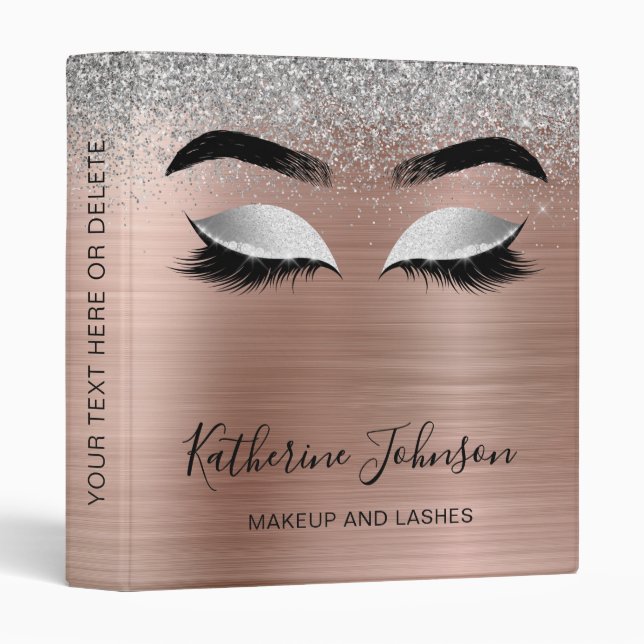 Classeur Rose Gold Metallic Silver Parties scintillant Beau (Devant/Côté)