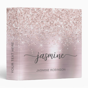 Classeur Rose Gold Parties scintillant Élégant Script Offic