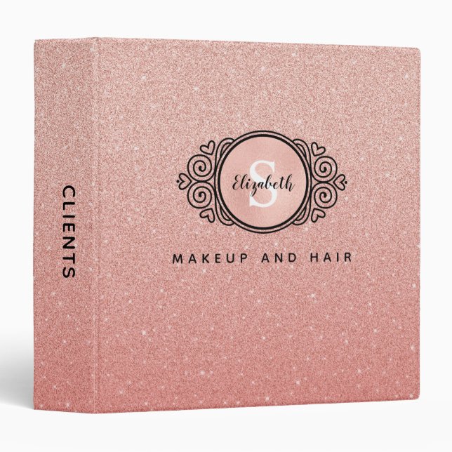 Classeur Rose Gold Parties scintillant maquillage Artiste S (Devant/Côté)