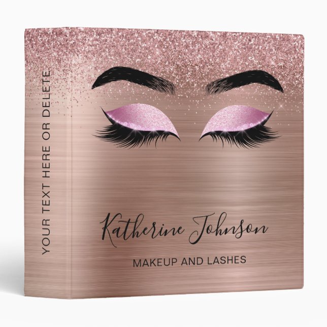 Classeur Rose Gold Parties scintillant Metallic Beauté Salo (Devant/Côté)