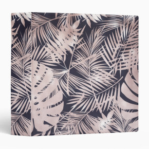 Classeur Rose Gold Pink Dark Tropical Palm Tree Leaves