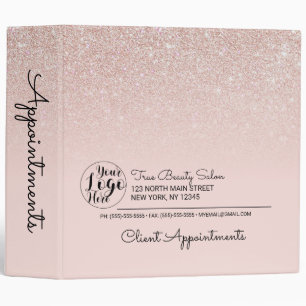 Classeur Rose Gold Rose Pailleté Ombre Professionnel Rendez