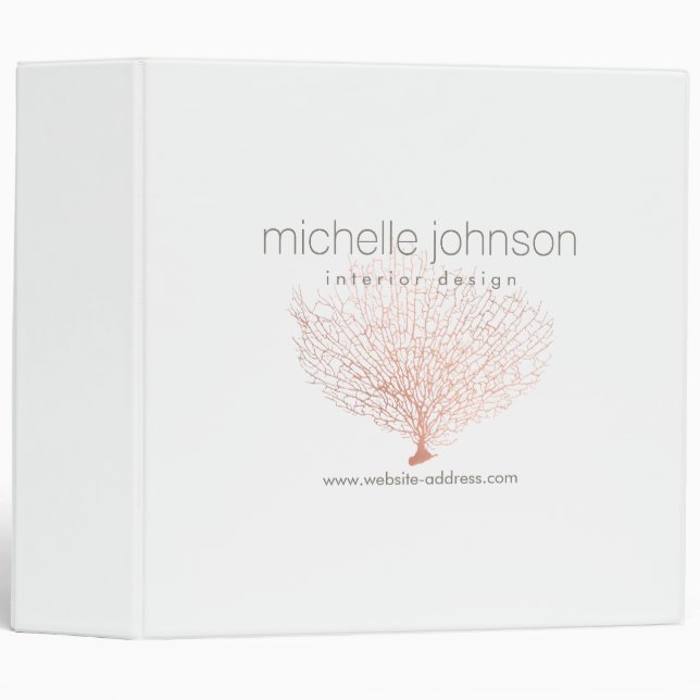 Classeur Rose Gold Sea Fan Coral Designer (Devant/Côté)